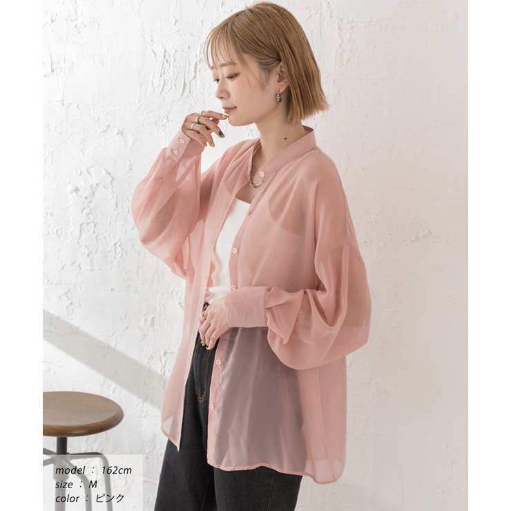 バンドカラー シアーシャツ | ad thie | 詳細画像2 