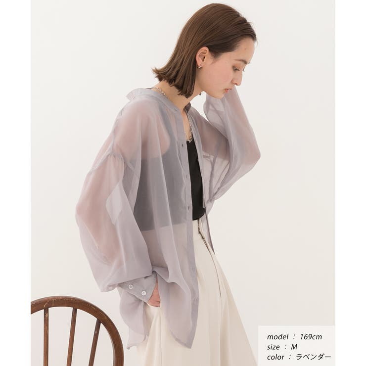 バンドカラー シアーシャツ | ad thie | 詳細画像20 