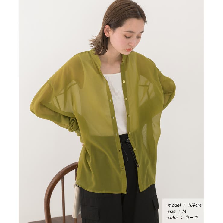 バンドカラー シアーシャツ | ad thie | 詳細画像23 