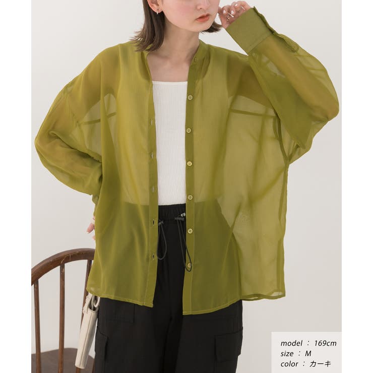 バンドカラー シアーシャツ | ad thie | 詳細画像24 