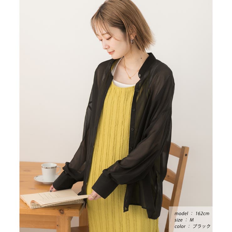 バンドカラー シアーシャツ | ad thie | 詳細画像25 