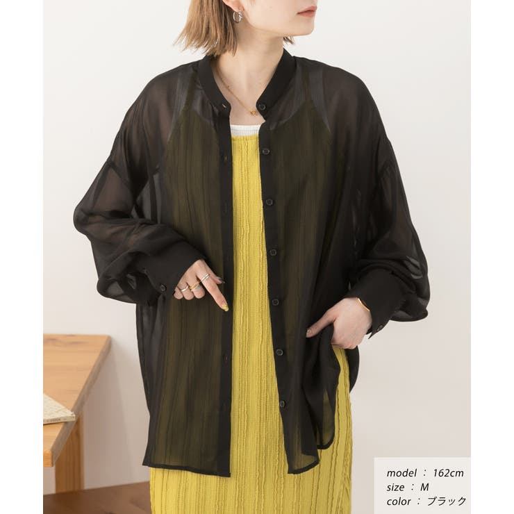 バンドカラー シアーシャツ | ad thie | 詳細画像26 