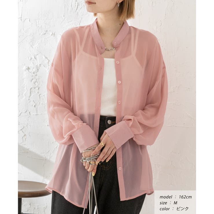 バンドカラー シアーシャツ | ad thie | 詳細画像5 