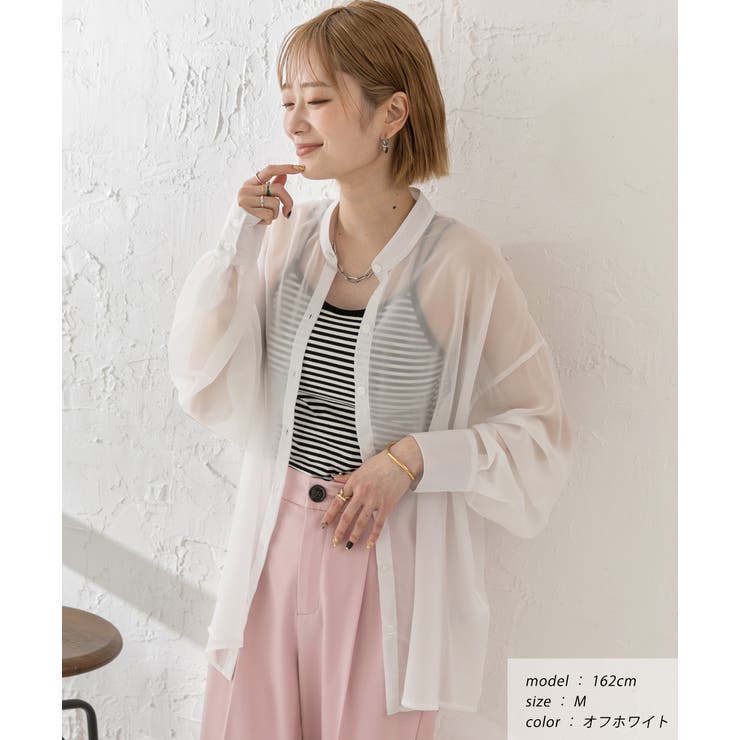 バンドカラー シアーシャツ | ad thie | 詳細画像6 