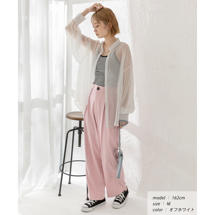 バンドカラー シアーシャツ | ad thie | 詳細画像7 