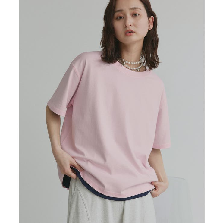 ピンク | 柔らかコットン100％ 無地 シンプルTシャツ | ad thie