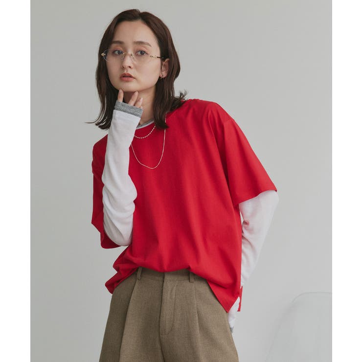 レッド | 柔らかコットン100％ 無地 シンプルTシャツ | ad thie