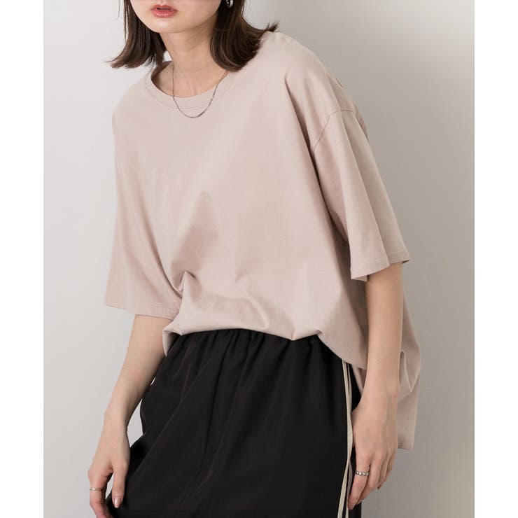 ピンクベージュ | 柔らかコットン100％ 無地 シンプルTシャツ | ad thie