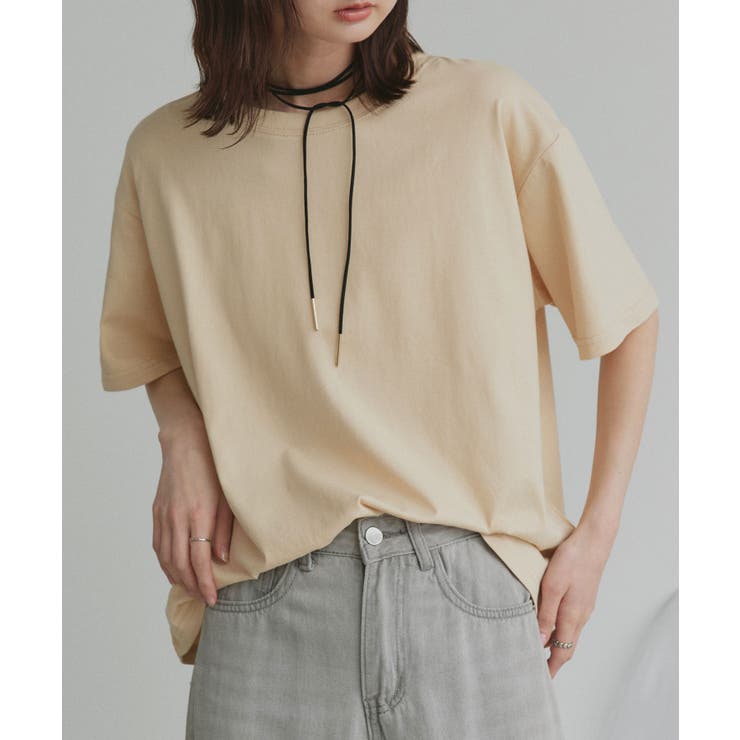 ベージュ | 柔らかコットン100％ 無地 シンプルTシャツ | ad thie