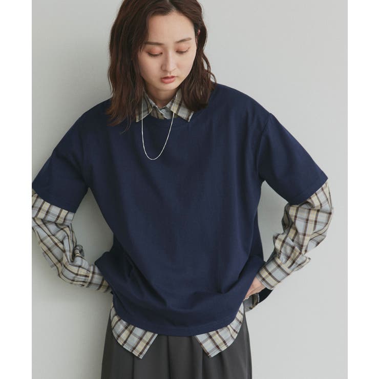 ネイビー | 柔らかコットン100％ 無地 シンプルTシャツ | ad thie