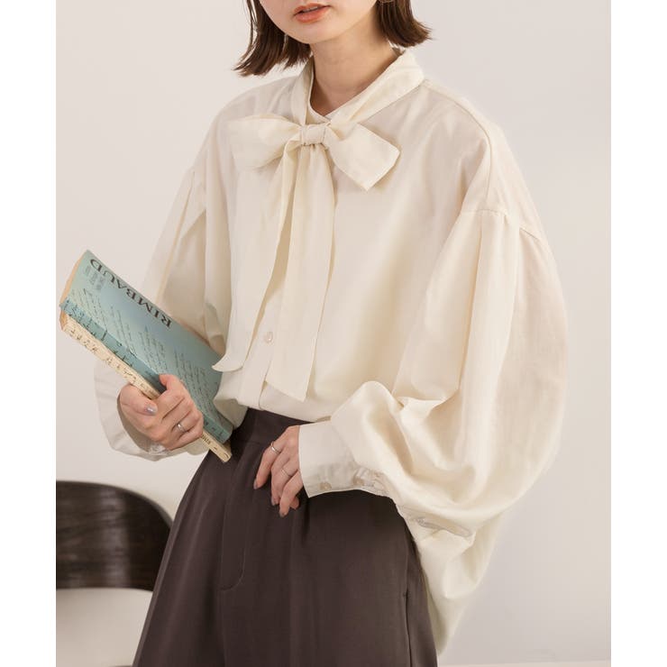 ボリュームスリーブ ボウタイリボンブラウス | ad thie | 詳細画像11 