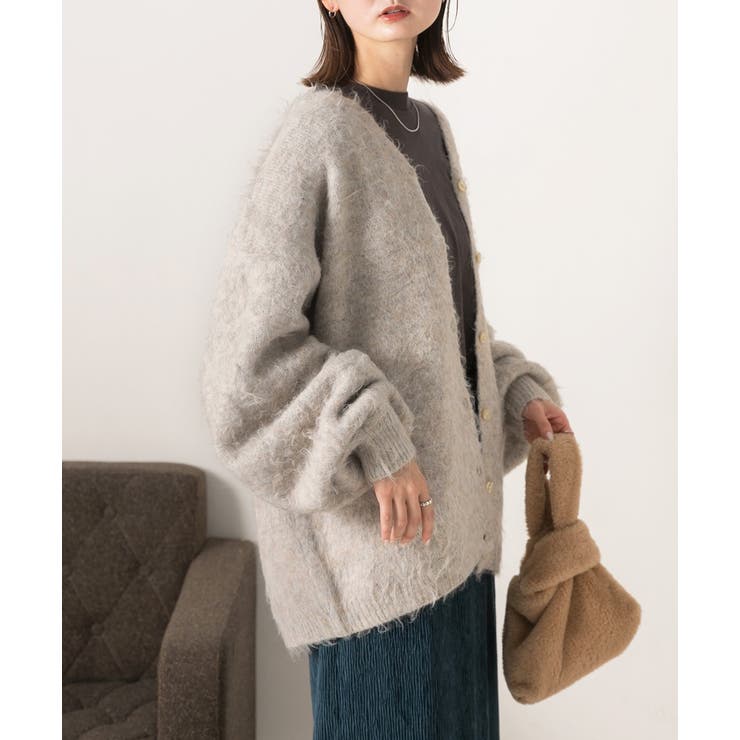 オーバーシルエット ふんわりシャギーニットカーデ | ad thie | 詳細画像12 