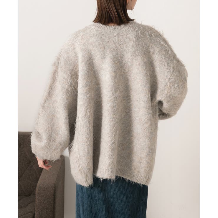 オーバーシルエット ふんわりシャギーニットカーデ | ad thie | 詳細画像13 