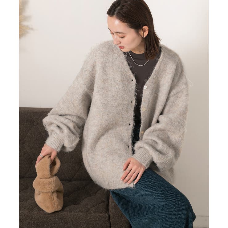 オーバーシルエット ふんわりシャギーニットカーデ | ad thie | 詳細画像15 