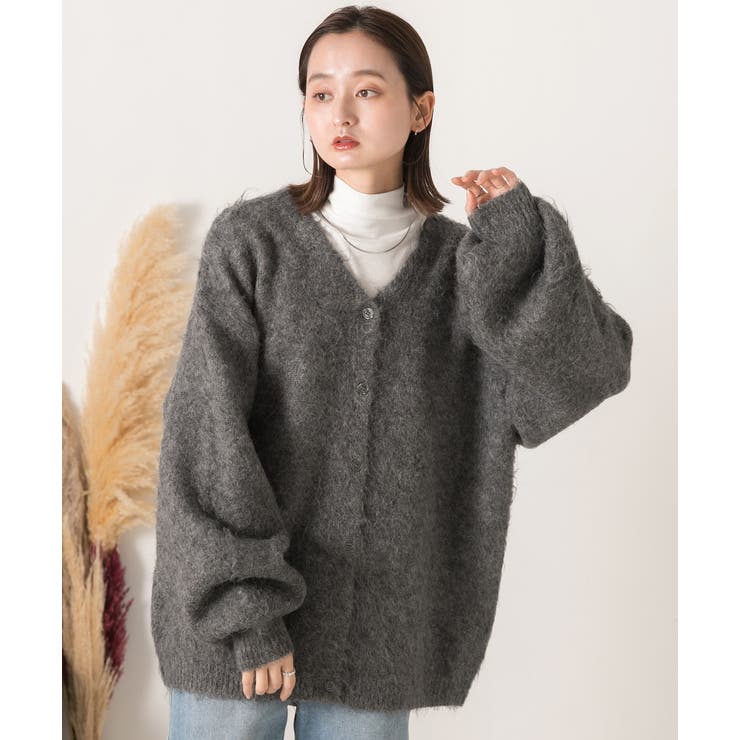 オーバーシルエット ふんわりシャギーニットカーデ | ad thie | 詳細画像18 