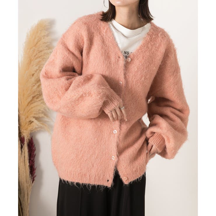 オーバーシルエット ふんわりシャギーニットカーデ | ad thie | 詳細画像4 