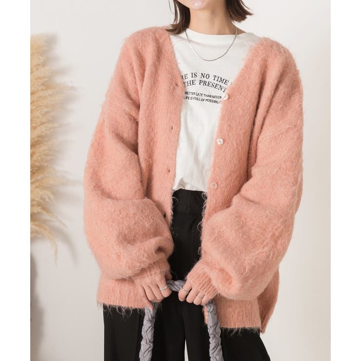 オーバーシルエット ふんわりシャギーニットカーデ | ad thie | 詳細画像5 