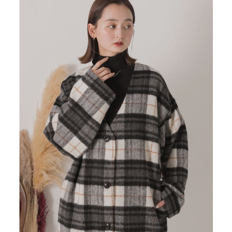 シャギーノーカラーコート | ad thie | 詳細画像10 