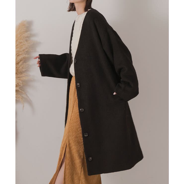 シャギーノーカラーコート | ad thie | 詳細画像17 