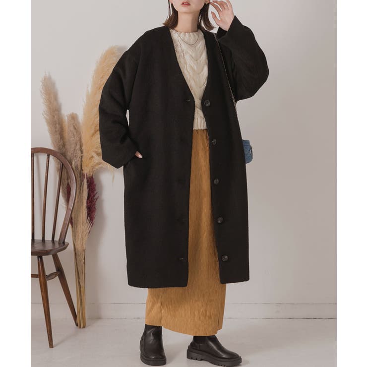 シャギーノーカラーコート | ad thie | 詳細画像18 