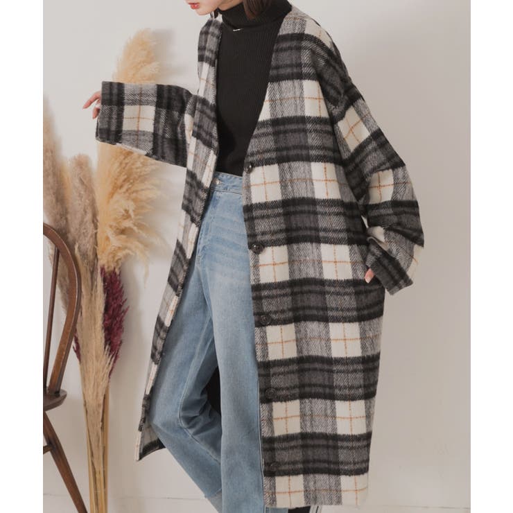 シャギーノーカラーコート | ad thie | 詳細画像8 