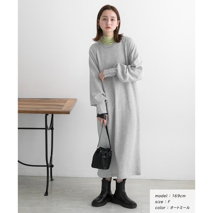 ボタンデザイン ボリュームスリーブワンピース | ad thie | 詳細画像2 