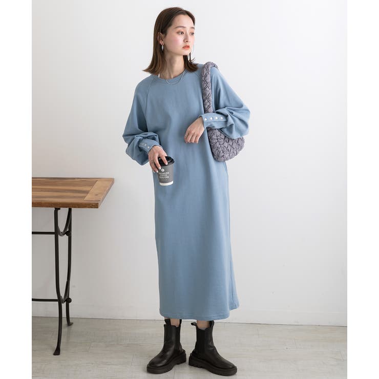 ボタンデザイン ボリュームスリーブワンピース | ad thie | 詳細画像23 