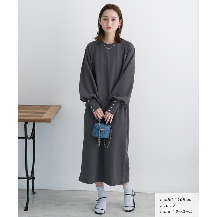ボタンデザイン ボリュームスリーブワンピース | ad thie | 詳細画像25 