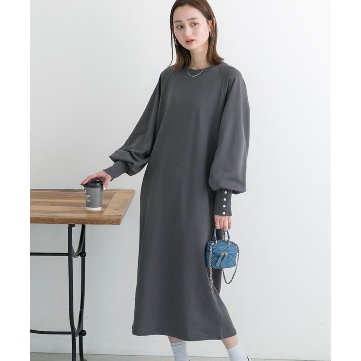 ボタンデザイン ボリュームスリーブワンピース | ad thie | 詳細画像26 