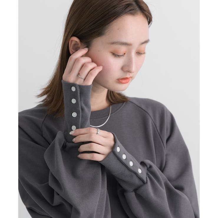 ボタンデザイン ボリュームスリーブワンピース | ad thie | 詳細画像30 