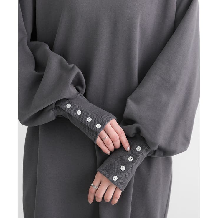 ボタンデザイン ボリュームスリーブワンピース | ad thie | 詳細画像33 