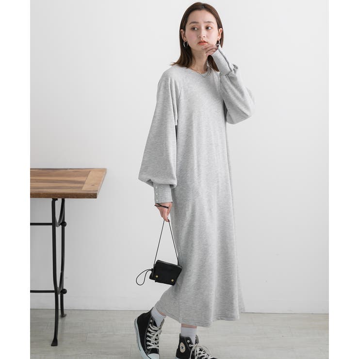 ボタンデザイン ボリュームスリーブワンピース | ad thie | 詳細画像6 