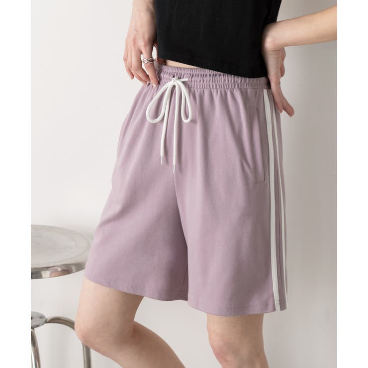 ラベンダー | サイドライン スムースショートパンツ | ad thie