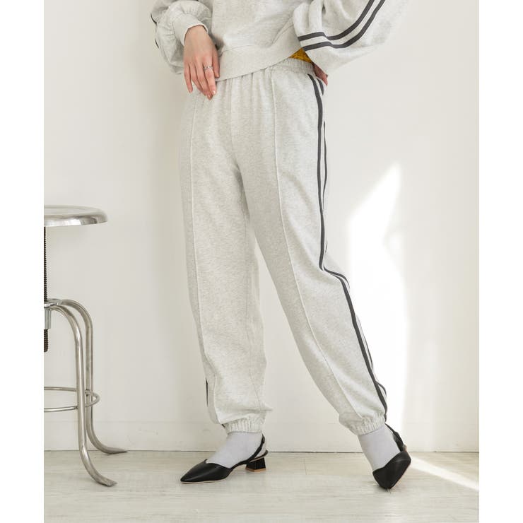 オートミール | ピンタック サイドラインジョガーパンツ | ad thie