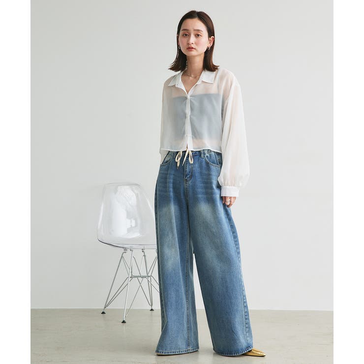 シアーショート丈シャツ[品番：ADEW0004451]｜ad thie