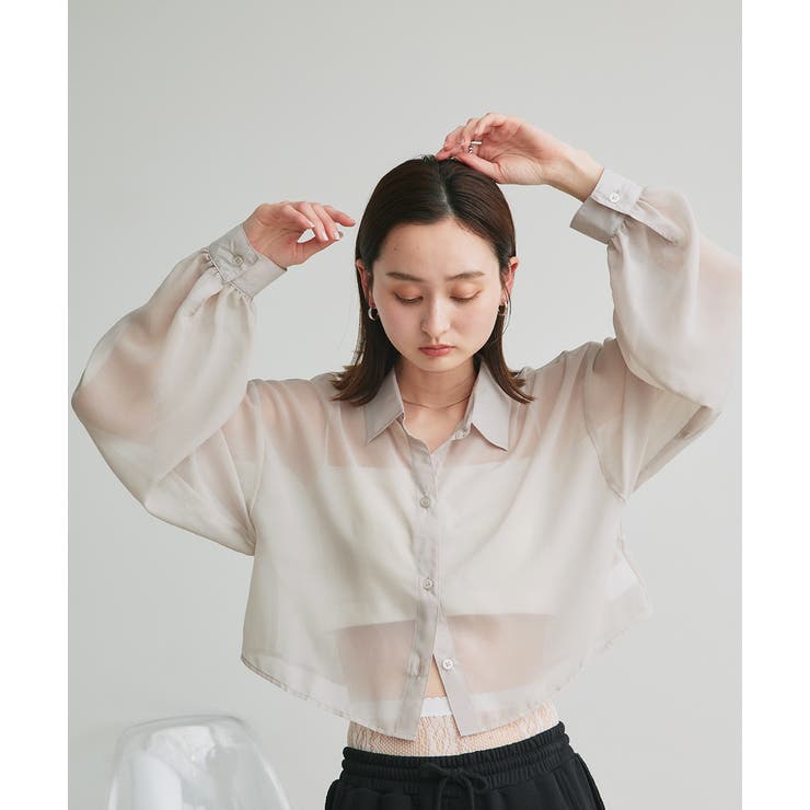 シアーショート丈シャツ[品番：ADEW0004451]｜ad thie
