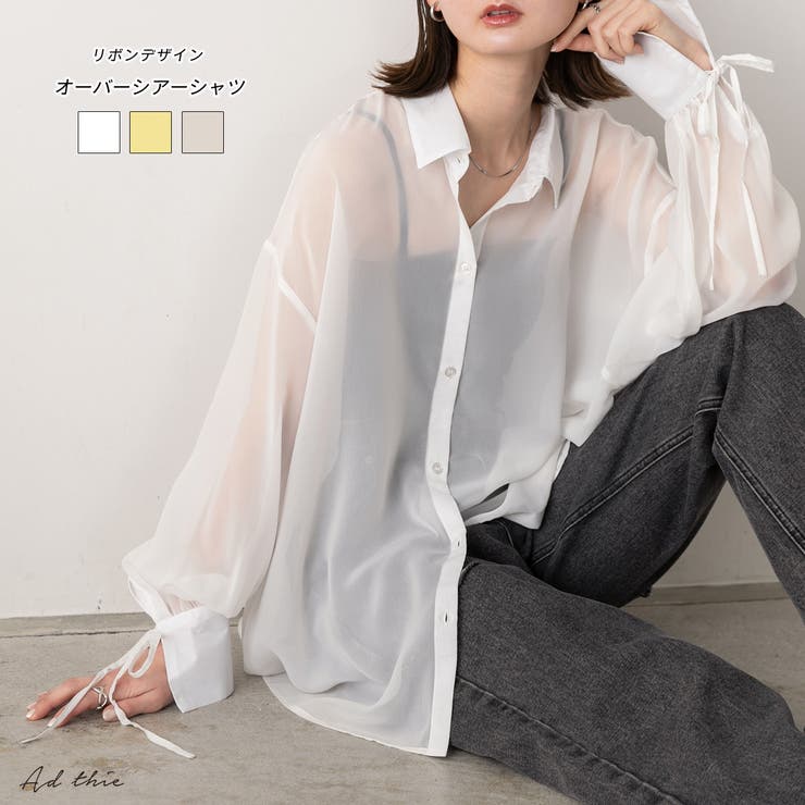 リボンデザイン オーバーシアーシャツ | ad thie | 詳細画像1 