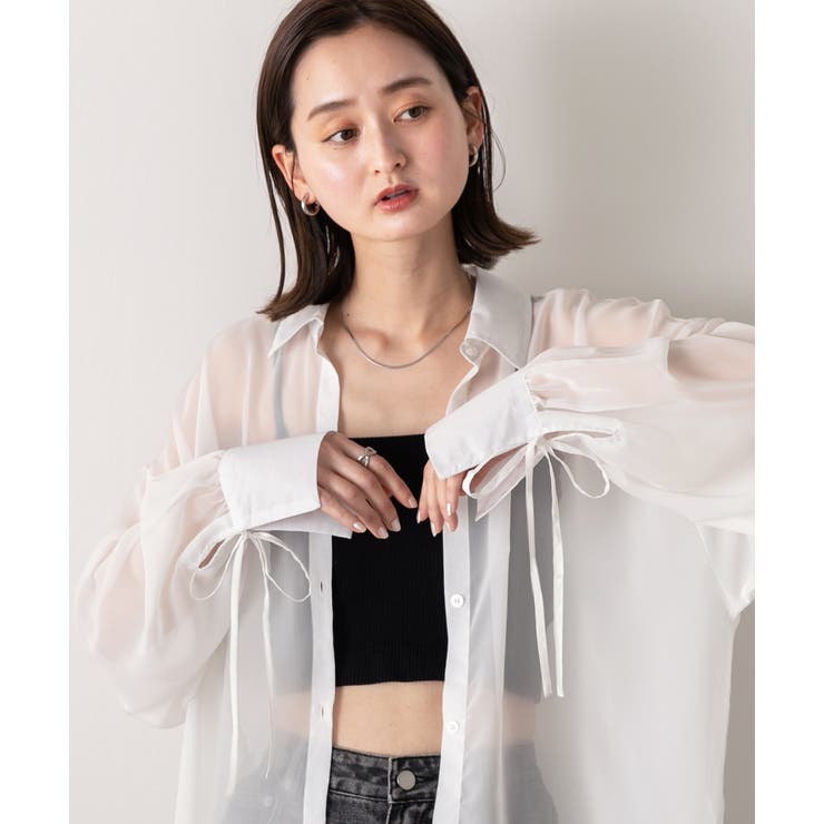 リボンデザイン オーバーシアーシャツ | ad thie | 詳細画像11 