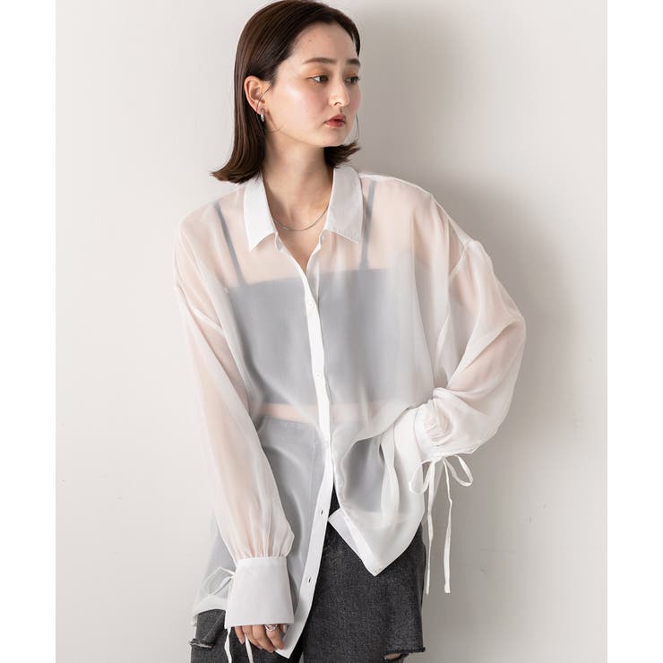 リボンデザイン オーバーシアーシャツ | ad thie | 詳細画像12 