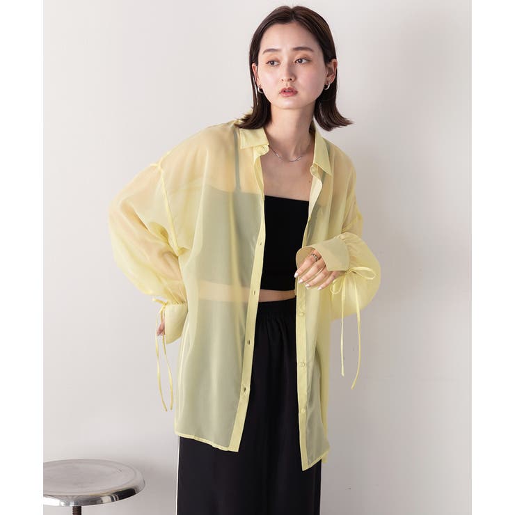 リボンデザイン オーバーシアーシャツ | ad thie | 詳細画像18 