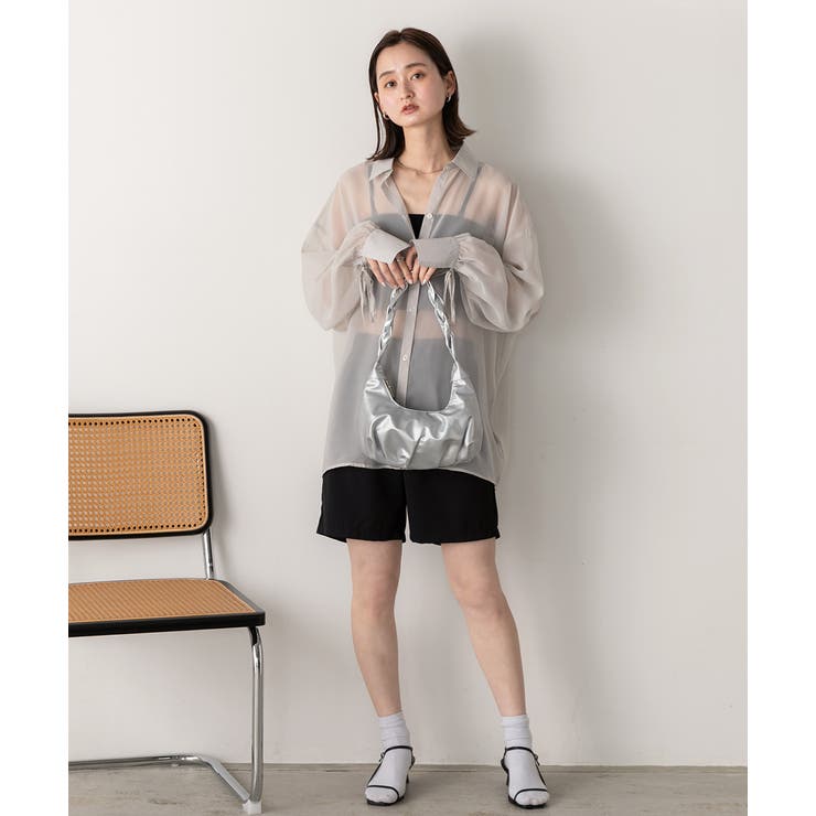 リボンデザイン オーバーシアーシャツ | ad thie | 詳細画像2 