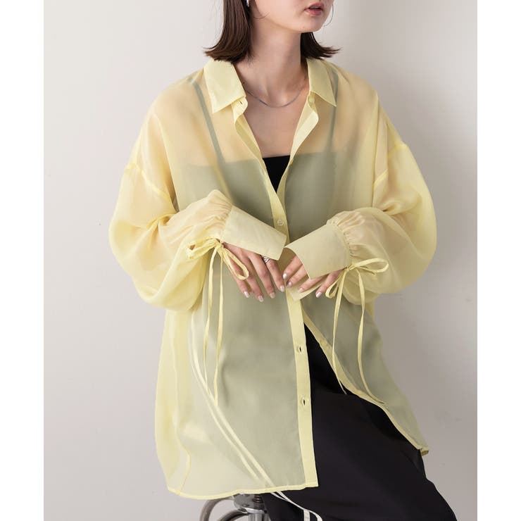 リボンデザイン オーバーシアーシャツ | ad thie | 詳細画像20 