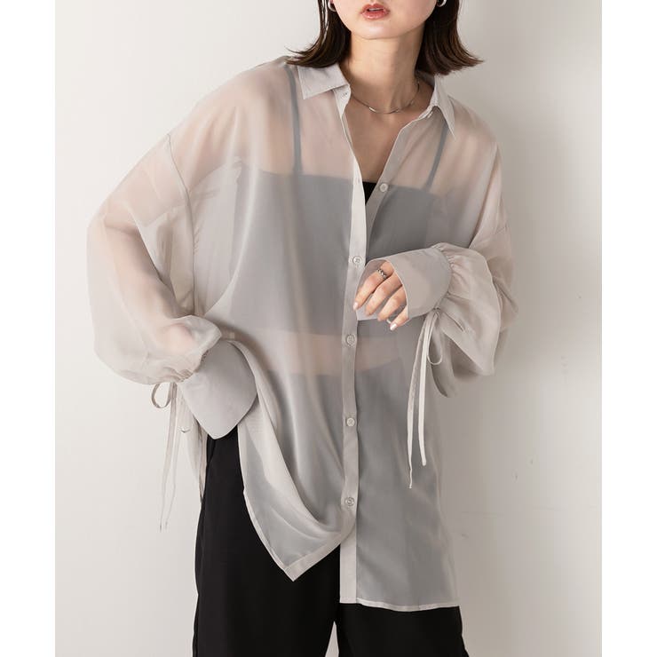 リボンデザイン オーバーシアーシャツ | ad thie | 詳細画像5 