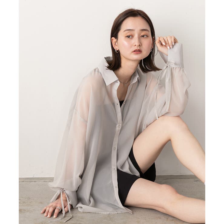 リボンデザイン オーバーシアーシャツ | ad thie | 詳細画像6 