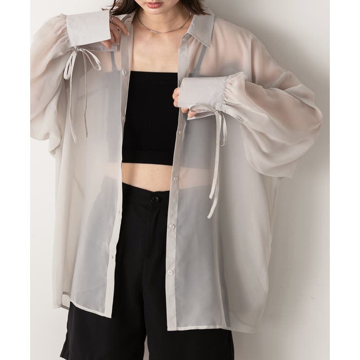 リボンデザイン オーバーシアーシャツ | ad thie | 詳細画像7 