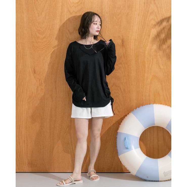 リブ素材ラッシュガード ドロストデザインプルオーバー | ad thie | 詳細画像40 