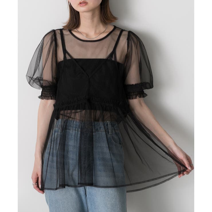 シャーリングチュールブラウス | ad thie | 詳細画像22 