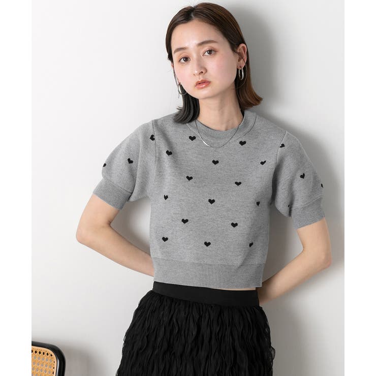 ハート総柄 パフスリーブニット | ad thie | 詳細画像12 