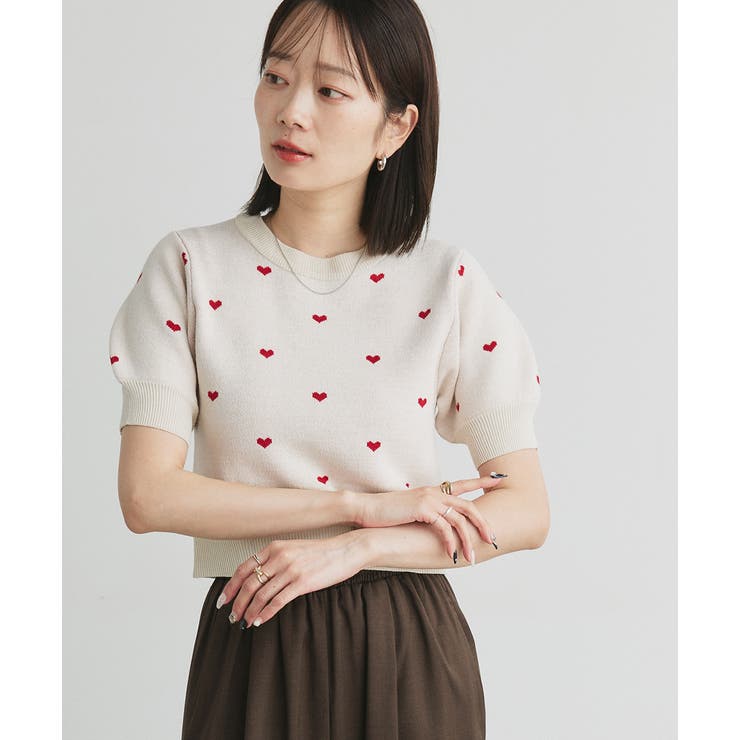 ハート総柄 パフスリーブニット | ad thie | 詳細画像16 