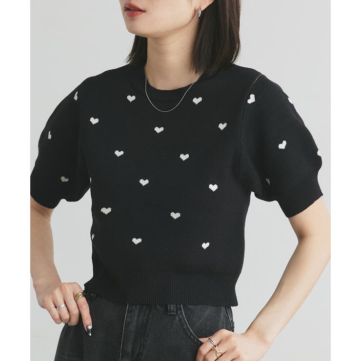 ハート総柄 パフスリーブニット | ad thie | 詳細画像28 
